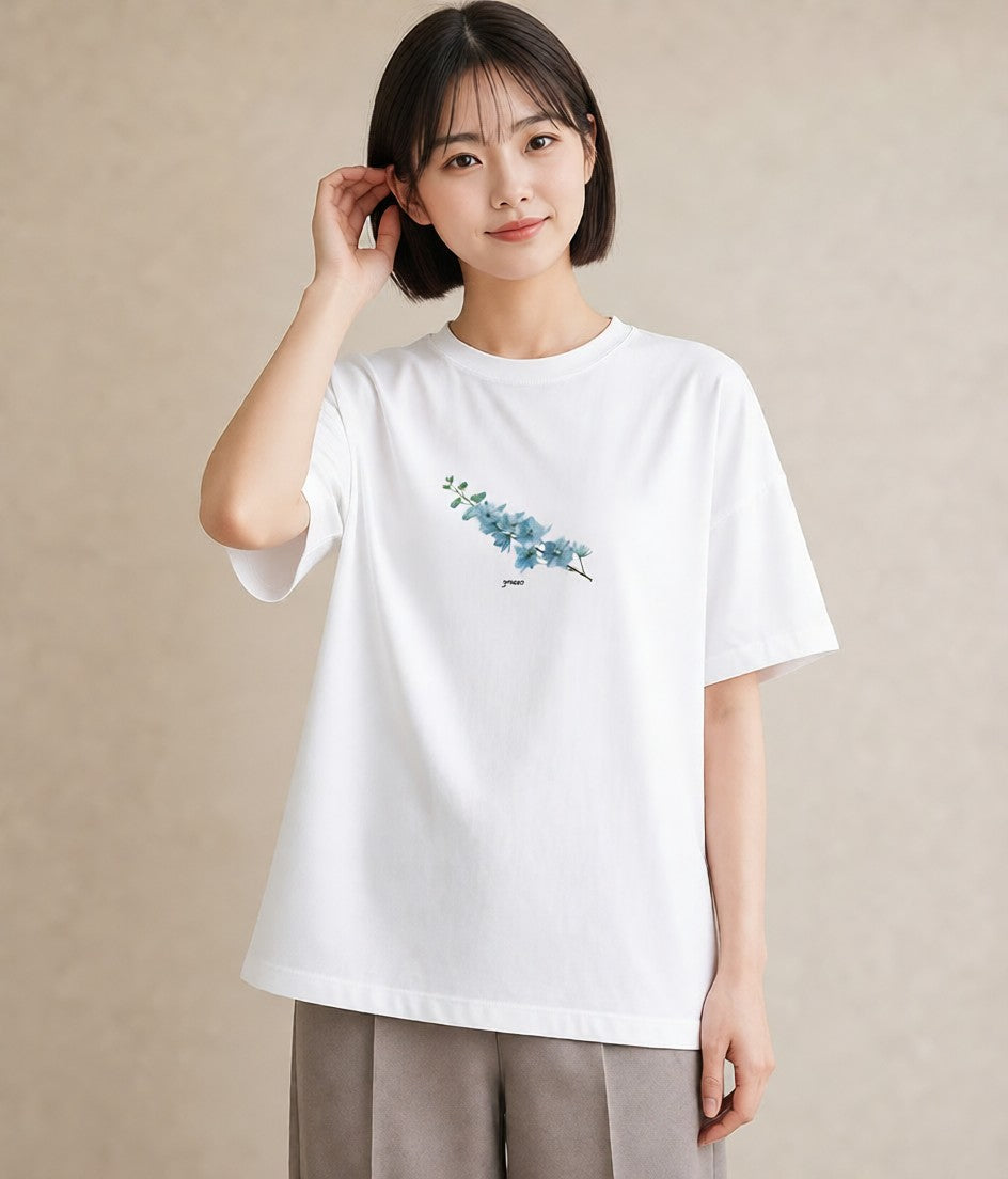 半袖Tシャツ レディース ポスト 野の花 レトロ ナチュラル アンティーク イラスト 淡色 敬老の日 ホワイトデー 白T