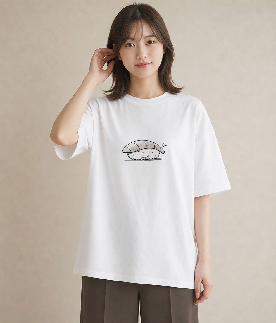 半袖Tシャツ レディース おにぎり 食べ物 フード イラスト ラフカジュアル 敬老の日 ホワイトデー 白T