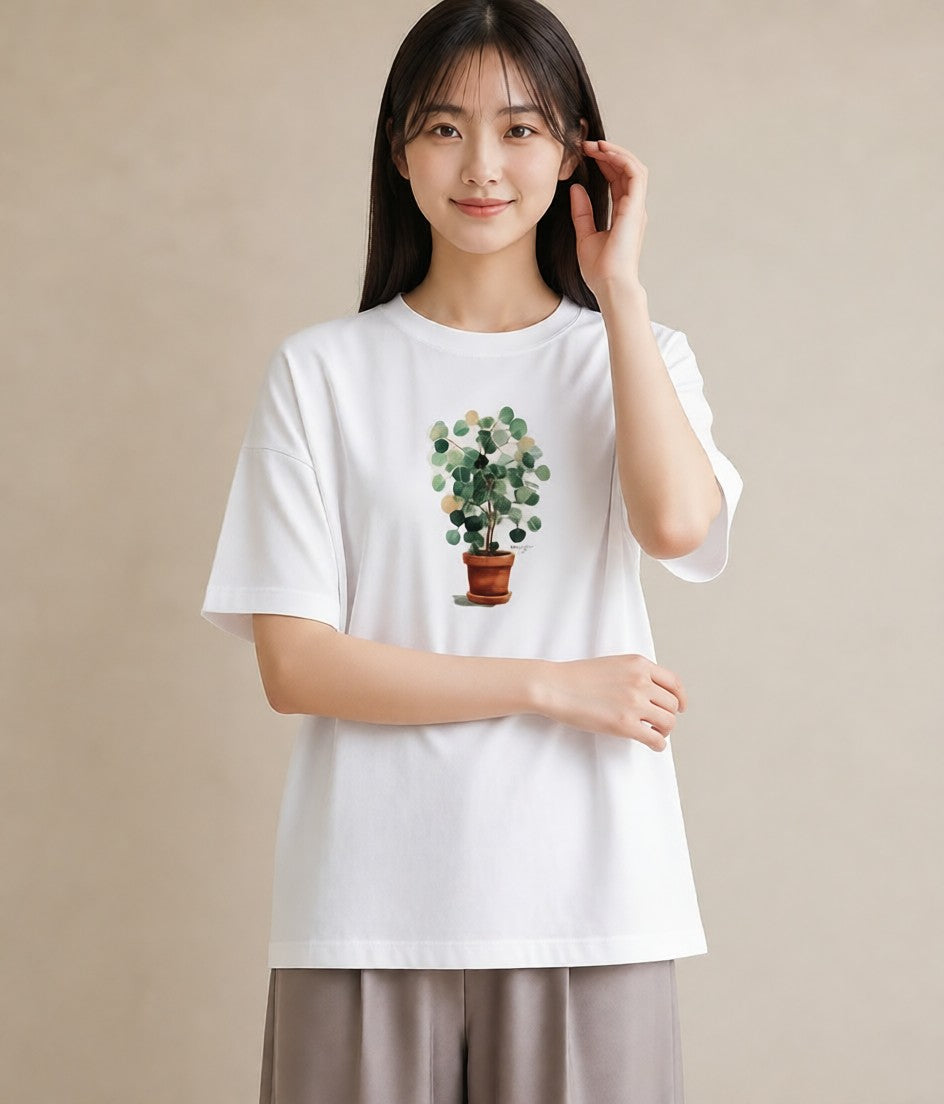 グラフィックTシャツ レディース 夕暮れ バルコニー 夕焼け ナチュラル アンティーク イラスト お洒落 クリスマス 旅行 白T
