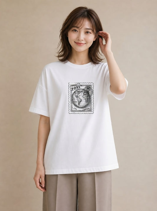 グラフィックTシャツ レディース 旅 トラベル スタンプ イラスト ポップ おしゃれギフト 社会人 白T