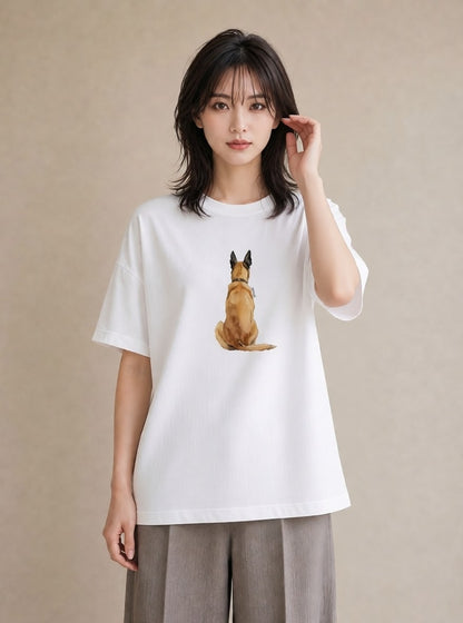 プリントTシャツ レディース ジャーマンシェパード 犬 いぬ イラスト ゆるコーデ お出かけ 普段着 白T