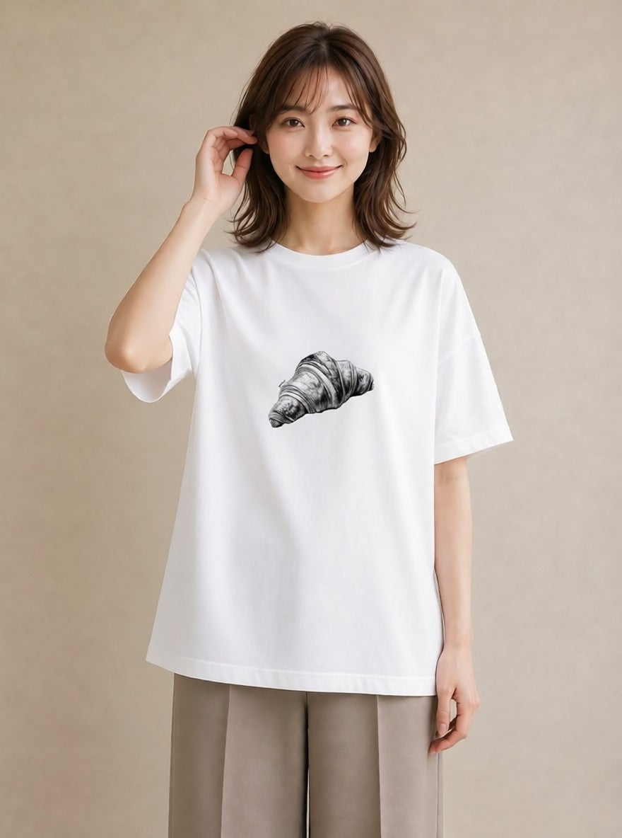 半袖Tシャツ レディース パン ベーカリー イラスト 可愛い 敬老の日 ホワイトデー 白T