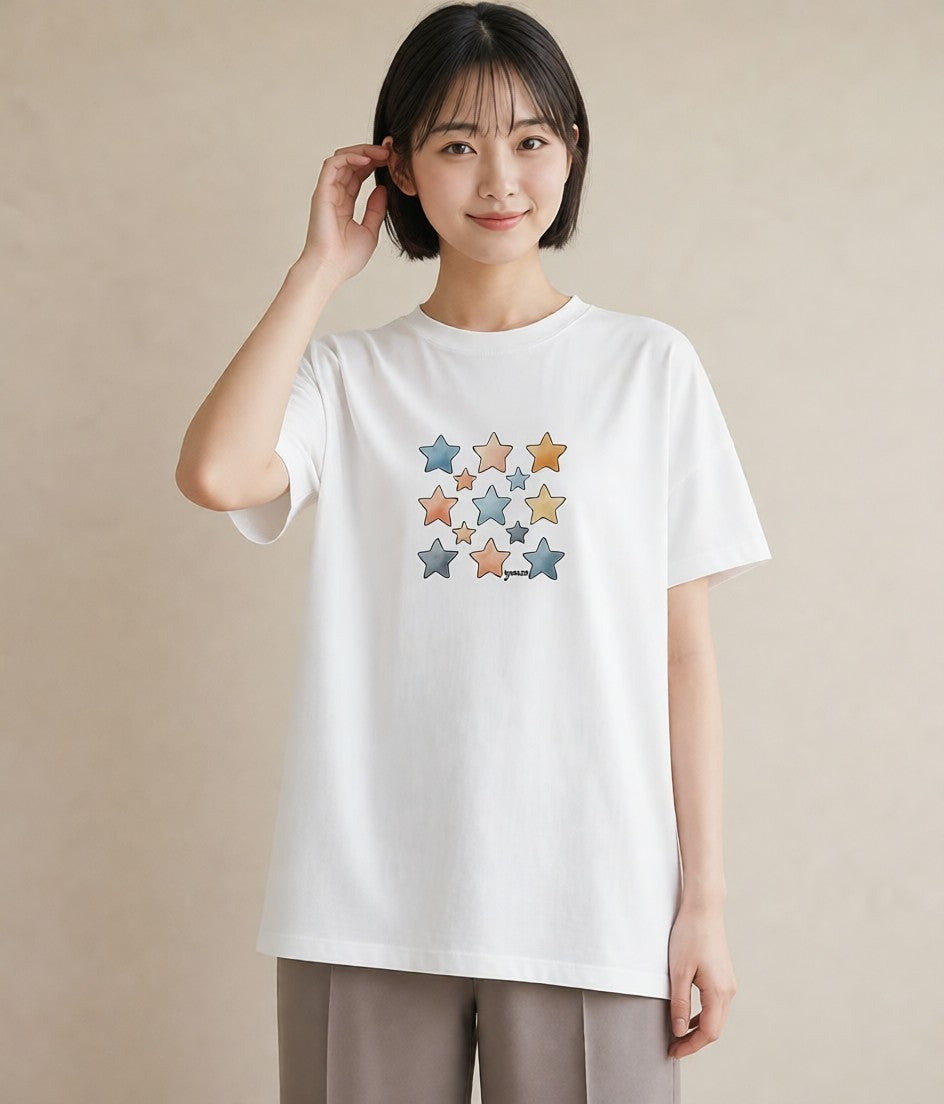プリントTシャツ レディース 射手座 星空 宇宙 イラスト 休日コーデ 帰省 ラフ 白T