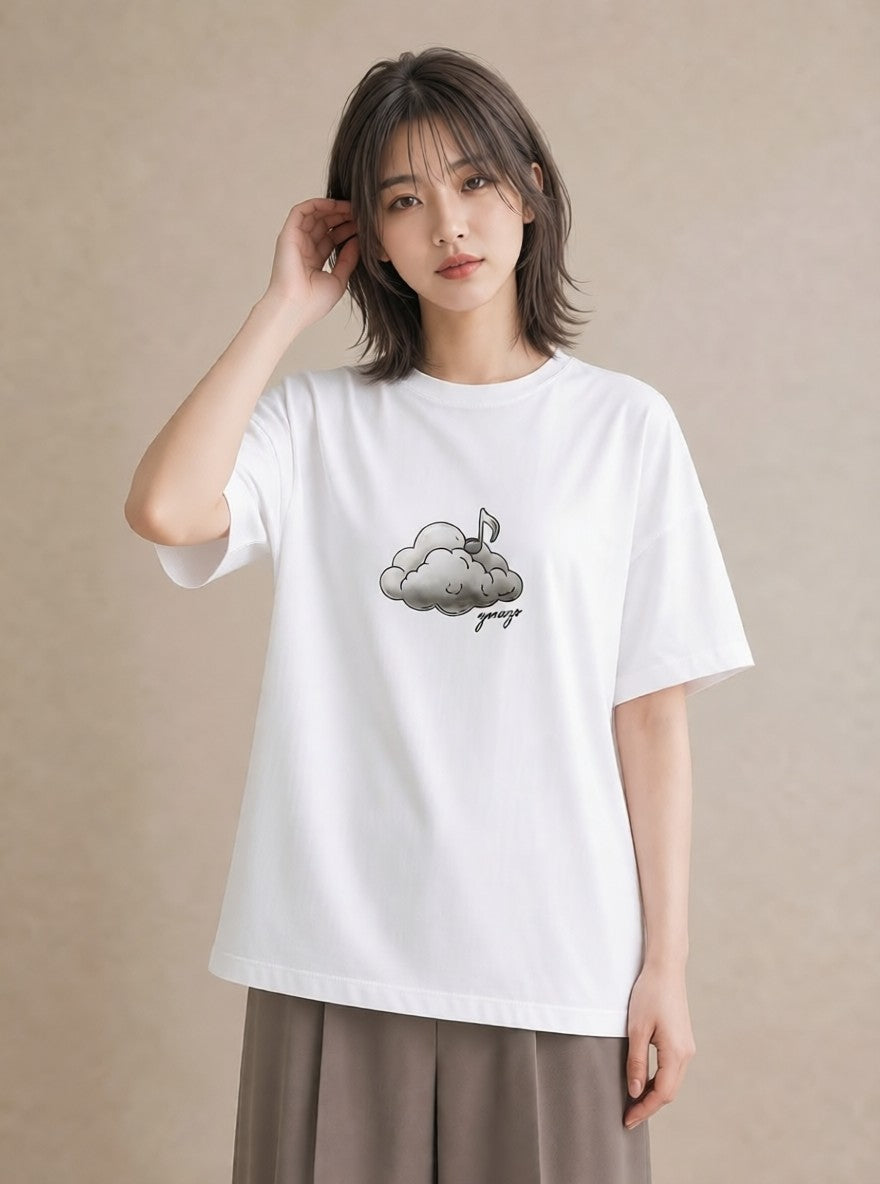 Tシャツ レディース 空 星空 宇宙 イラスト 淡色 ホワイトデー 春服 白T
