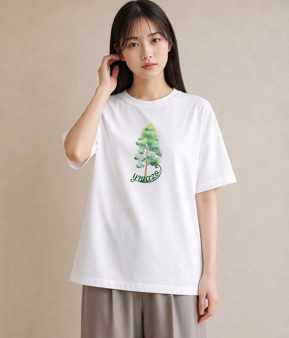 グラフィックTシャツ レディース 森 植物 ボタニカル イラスト 抜け感 カフェ巡り 女子会 白T