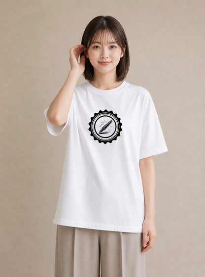 Tシャツ レディース 封蝋 手紙 アンティーク ナチュラル イラスト フェミニン 通勤 在宅 白T
