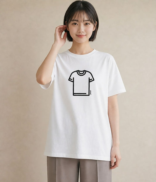 Tシャツ レディース パールピアス アクセサリー ナチュラル アンティーク イラスト ユニーク 休日 ペアコーデ 白T