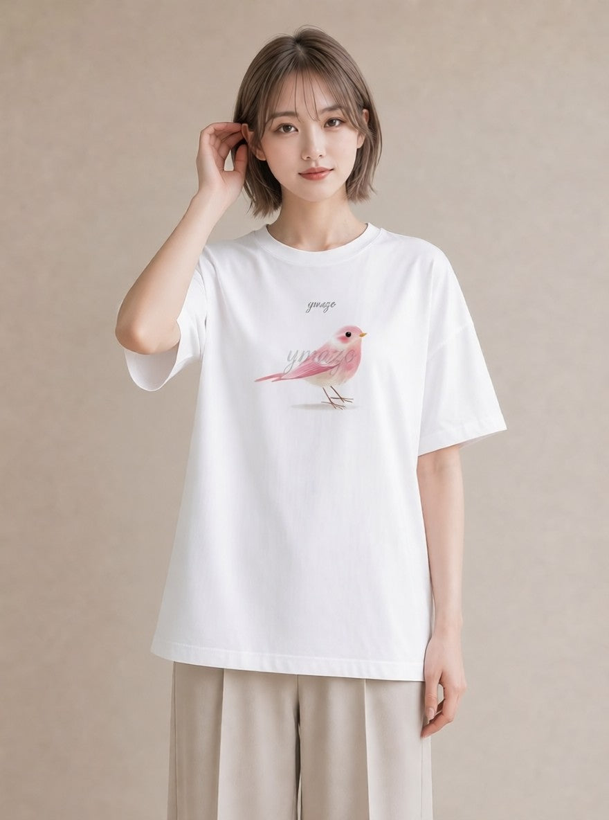 デザインTシャツ レディース ことり ペット 動物 イラスト 手描き風 誕生日プレゼント 綿100 白T