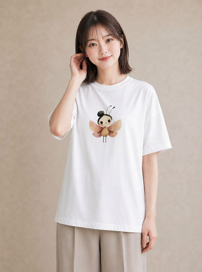 グラフィックTシャツ レディース ダンゴムシ 昆虫 虫 イラスト きれいめ 公園 ママ 白T