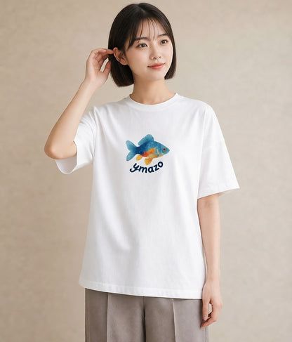 プリントTシャツ レディース 熱帯魚 海の生き物 海 イラスト シック カフェ巡り 女子会 白T