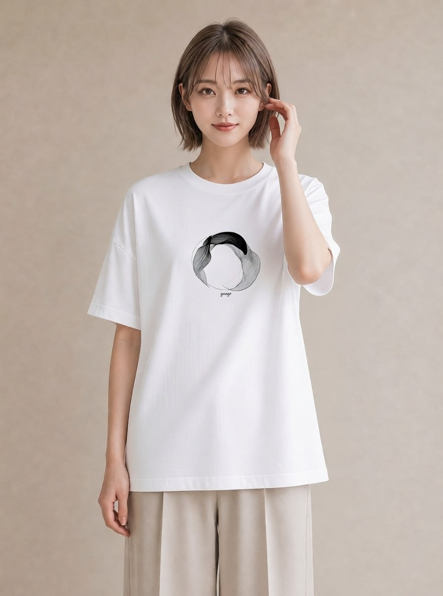 半袖Tシャツ レディース 幾何学 ミニマル ジオメトリック イラスト 北欧風 秋コーデ おしゃれギフト 白T