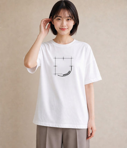 半袖Tシャツ レディース レースハンカチ レース ハンカチ ナチュラル アンティーク イラスト モード 春コーデ 姉妹 白T