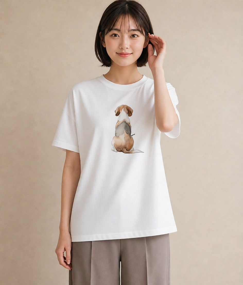 グラフィックTシャツ レディース ビーグル 犬 いぬ イラスト ラフカジュアル 送別ギフト 通勤 白T