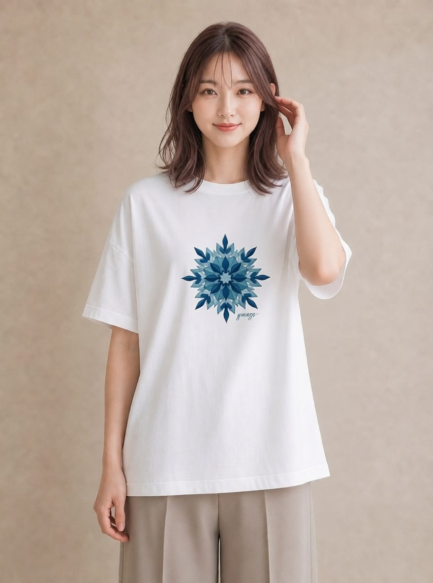 プリントTシャツ レディース 雪の結晶 星空 宇宙 イラスト フェミニン 通学 誕生日プレゼント 白T