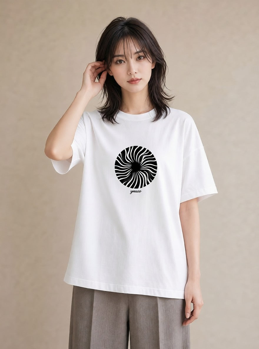 プリントTシャツ レディース 扇子 そよ風 ナチュラル アンティーク イラスト お洒落 カジュアルコーデ 買い物 白T