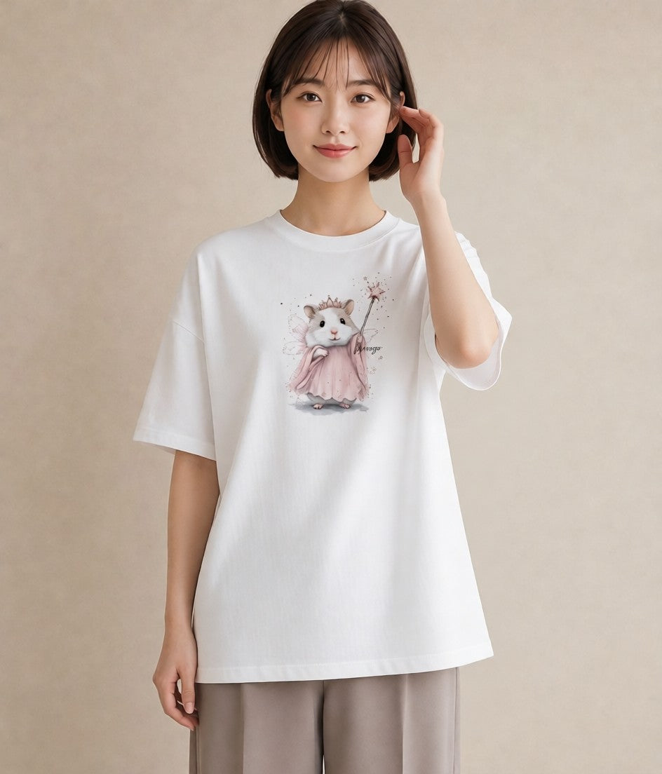 Tシャツ レディース ゴールデンハムスター ペット 動物 イラスト 休日コーデ 通勤 在宅 白T