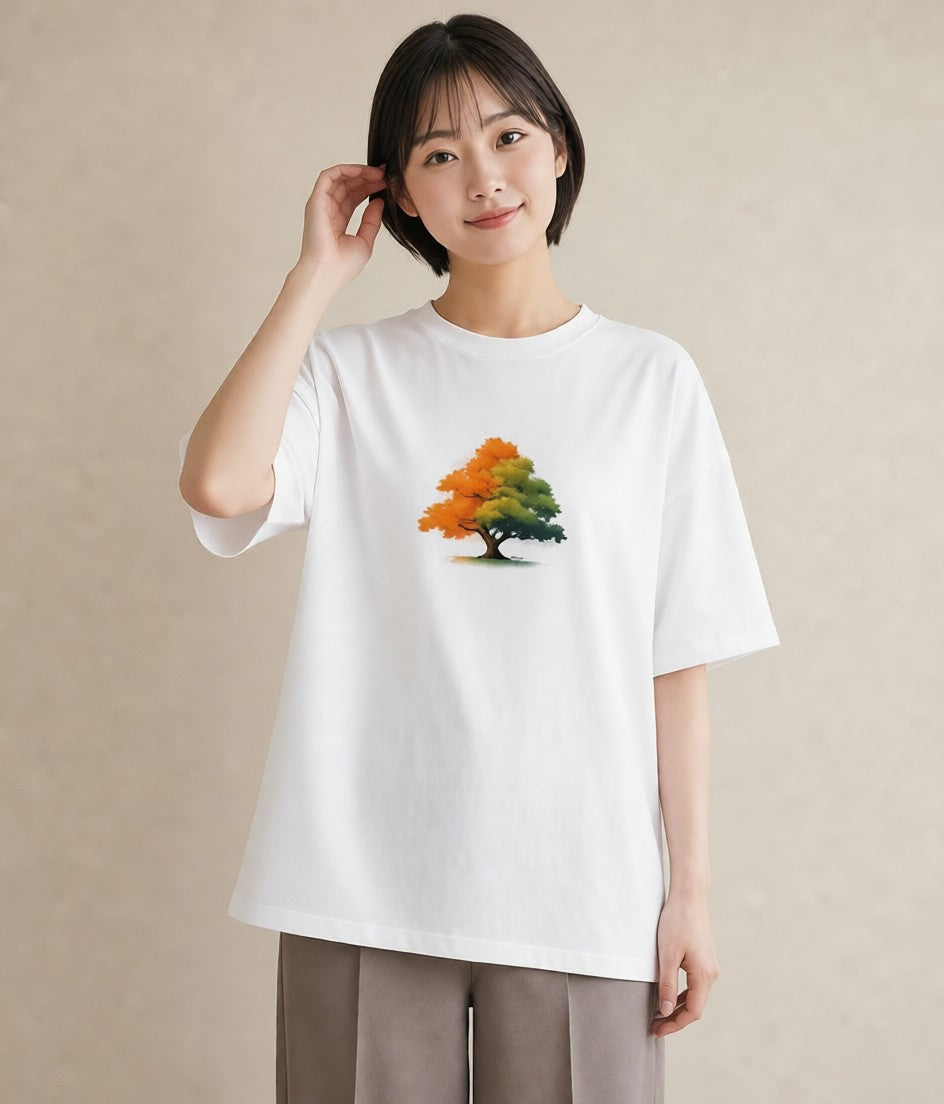 デザインTシャツ レディース 木 植物 ボタニカル イラスト シンプル 買い物 夏コーデ 白T