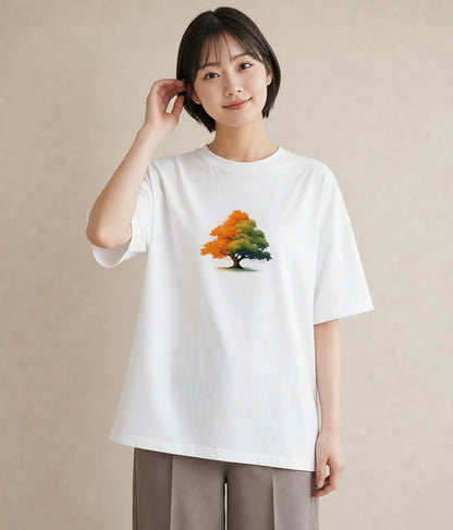 デザインTシャツ レディース 木 植物 ボタニカル イラスト シンプル 買い物 夏コーデ 白T