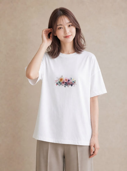 デザインTシャツ レディース 花 花柄 イラスト 可愛い 親子 20代 白T