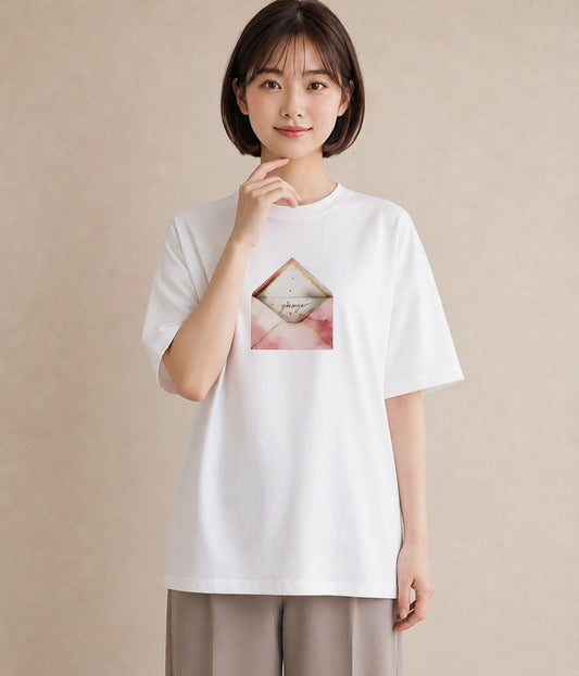 Tシャツ レディース 封蝋 手紙 アンティーク ナチュラル イラスト シンプル デイリーウェア 休日 白T