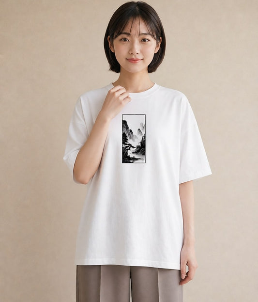 プリントTシャツ レディース 桟橋 水辺 波止場 ナチュラル アンティーク イラスト シック 誕生日プレゼント 綿100 白T