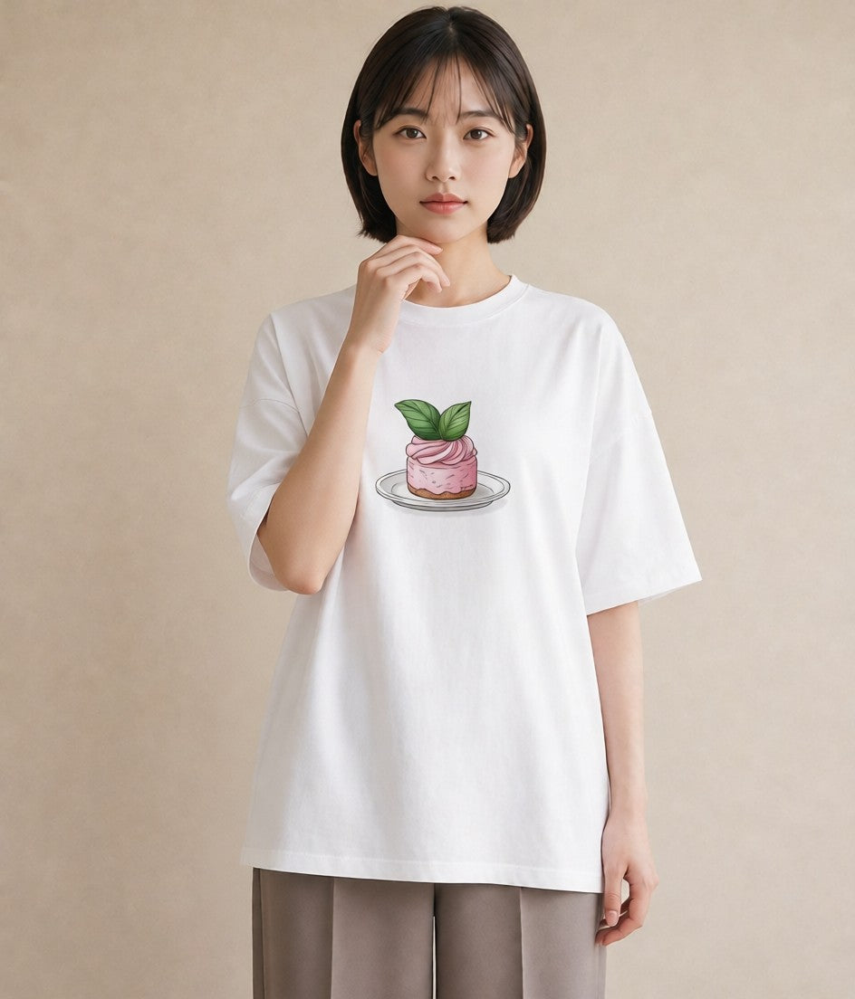 プリントTシャツ レディース マフィン 食べ物 フード イラスト ユニーク 自分用 ルームウェア 白T