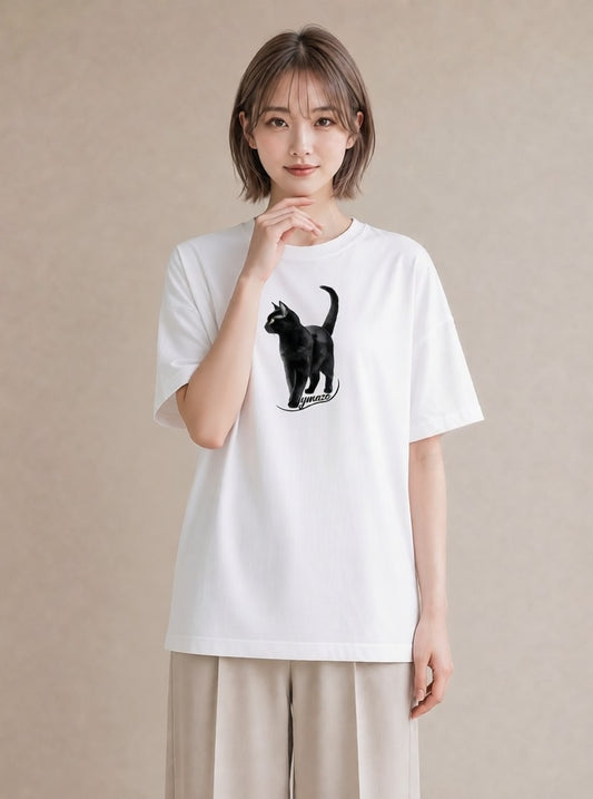 プリントTシャツ レディース ブリティッシュショートヘア 猫 ねこ イラスト ガーリー 夏コーデ 通学 白T