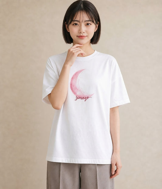 半袖Tシャツ レディース 三日月 星空 宇宙 イラスト ミニマル 送別ギフト 通勤 白T