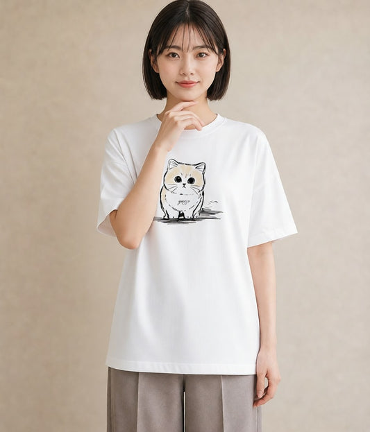 グラフィックTシャツ レディース エキゾチックショートヘア 猫 ねこ イラスト 上品 姉妹 送別ギフト 白T
