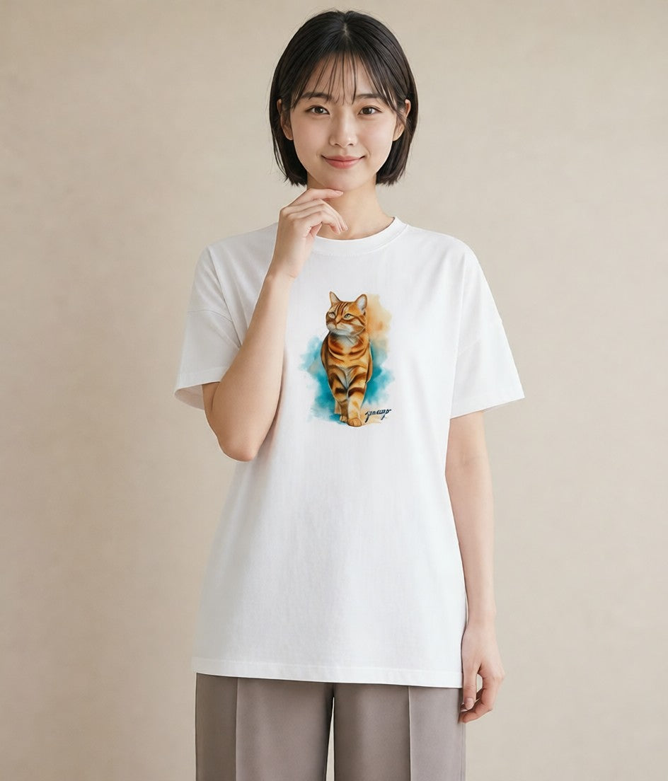 Tシャツ レディース 三毛猫 みけねこ 三毛 猫 ねこ イラスト ゆるコーデ ギフト 母の日 白T