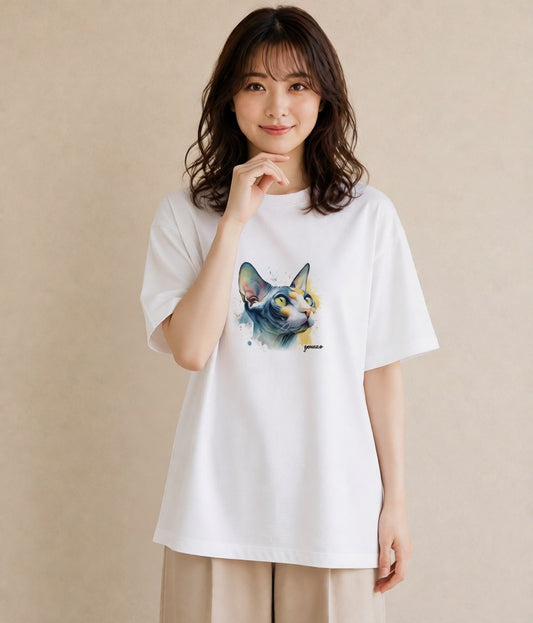 グラフィックTシャツ レディース シャム柄 猫 ねこ イラスト きれいめカジュアル 部屋着 女性向けギフト 白T