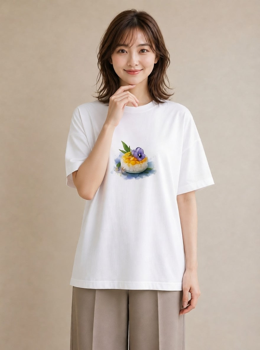 グラフィックTシャツ レディース パフェ 食べ物 フード イラスト ガーリー カフェ服 クリスマス 白T