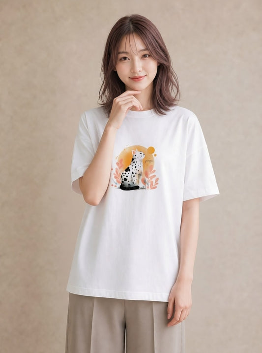 プリントTシャツ レディース 白猫 猫 ねこ イラスト ゆるコーデ 女性 旅行用 白T