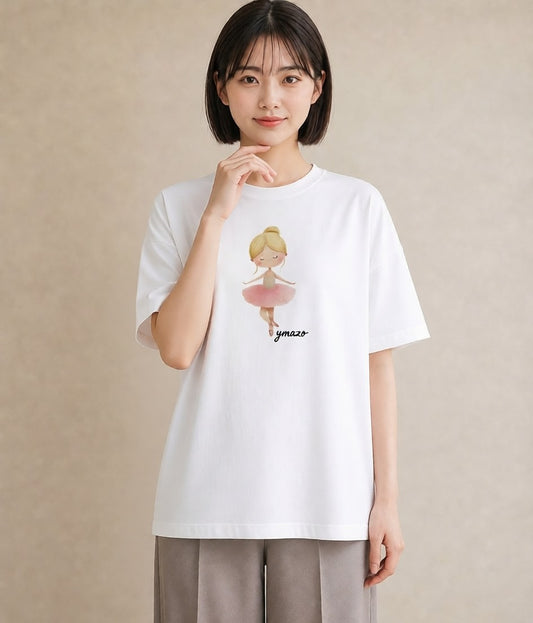 デザインTシャツ レディース バレエシューズ バレエ トウシューズ ナチュラル アンティーク イラスト お洒落 敬老の日 ホワイトデー 白T