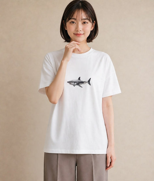 Tシャツ レディース サメ 海の生き物 海 イラスト 母娘コーデ 自分用 白T
