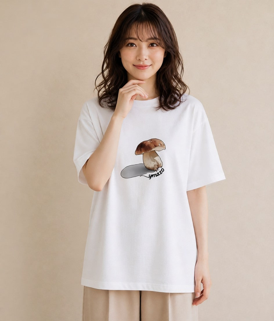 Tシャツ レディース きのこ 植物 ボタニカル イラスト 抜け感 ギフト 母の日 白T