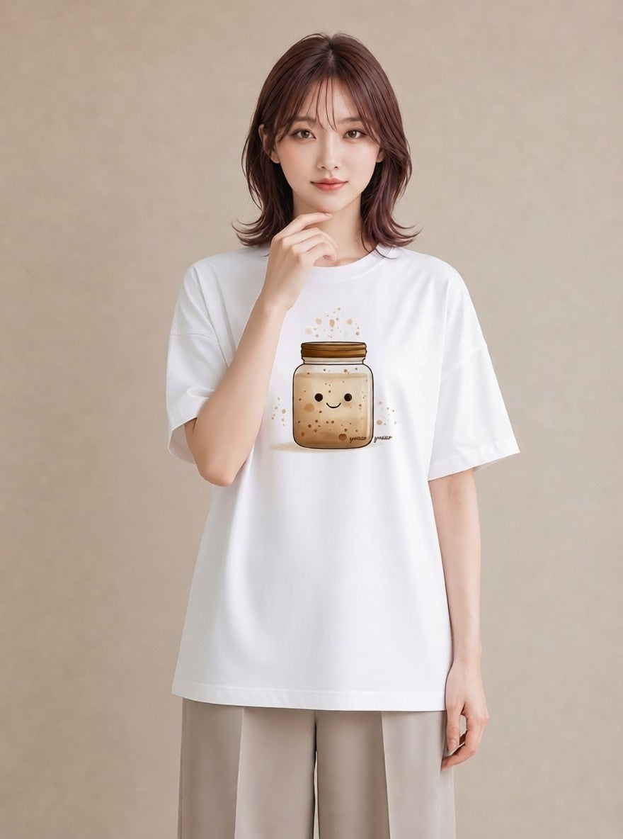グラフィックTシャツ レディース ミルク 食べ物 フード イラスト ボタニカル 旅行用 海 白T