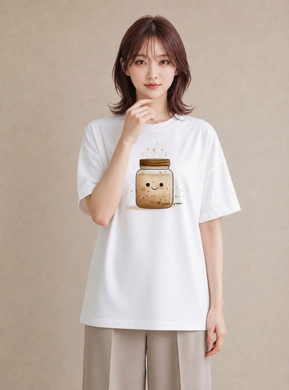 グラフィックTシャツ レディース ミルク 食べ物 フード イラスト ボタニカル 旅行用 海 白T
