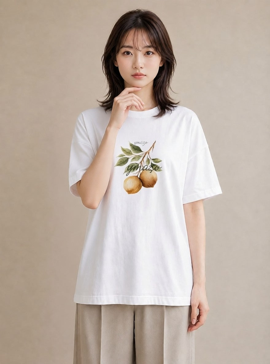 グラフィックTシャツ レディース バナナ 食べ物 フード イラスト ミニマル 公園 ママ 白T
