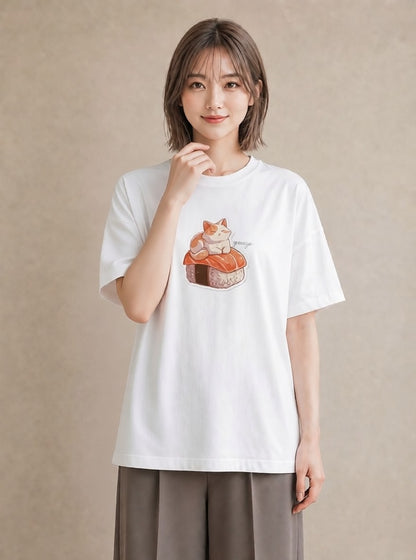 Tシャツ レディース おにぎり 食べ物 フード イラスト ポップ ラフ レイヤード 白T