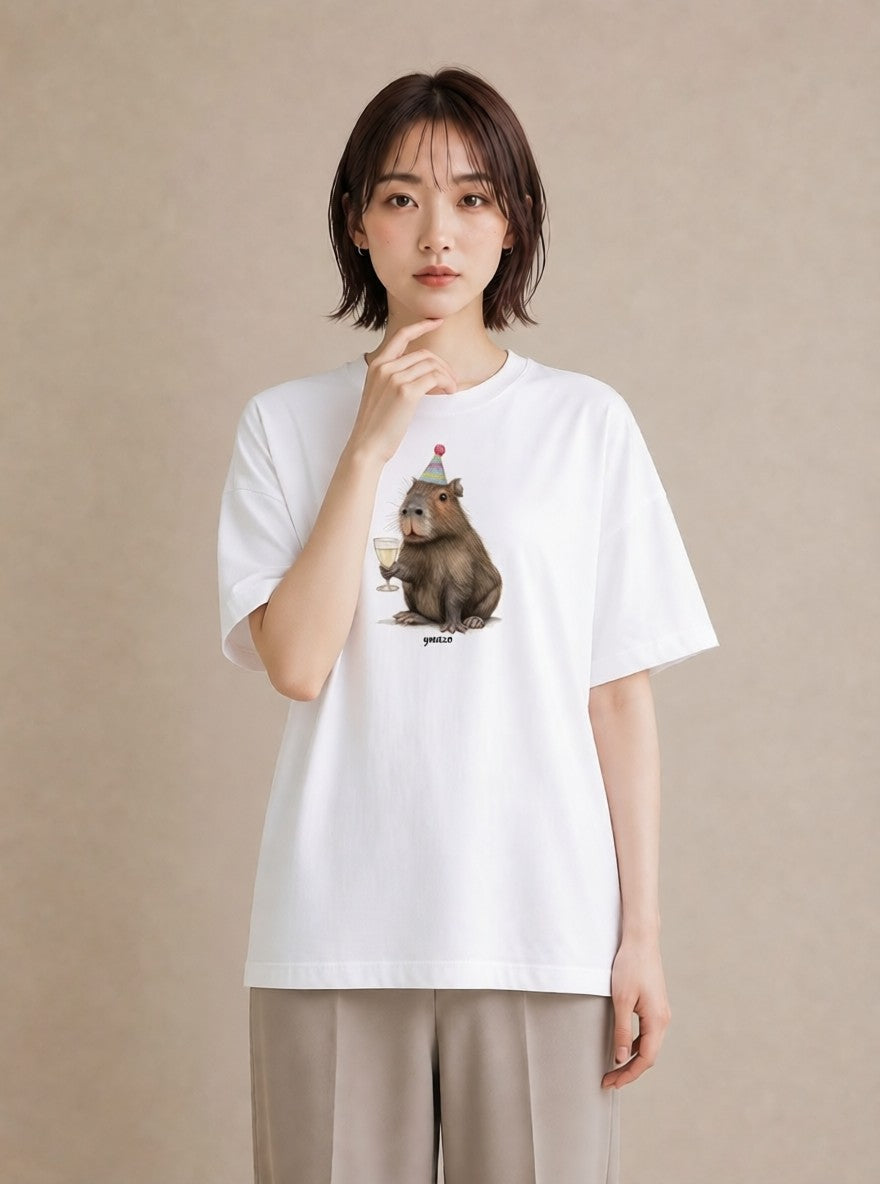 デザインTシャツ レディース デグー ペット 動物 イラスト ミニマル ペアコーデ 秋コーデ 白T