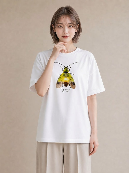 半袖Tシャツ レディース カブトムシ 昆虫 虫 イラスト 抜け感 ラフ レイヤード 白T