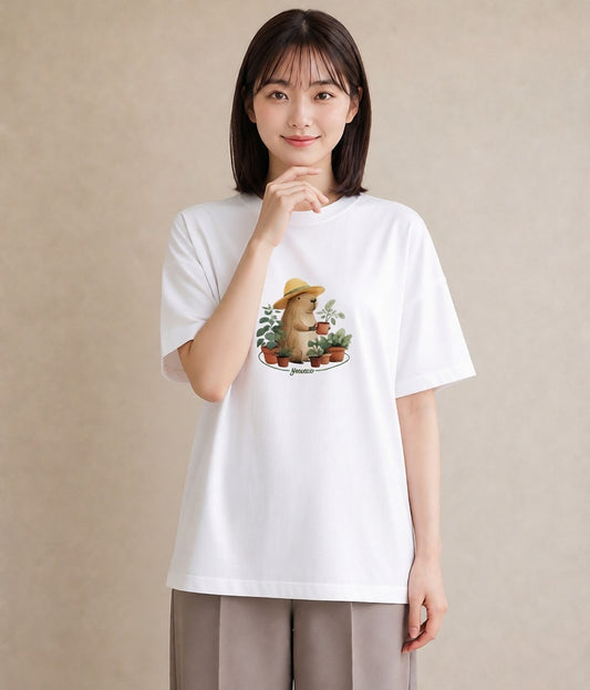 グラフィックTシャツ レディース カピバラ かぴばら 動物 アニマル イラスト 可愛い デート 帰省 白T