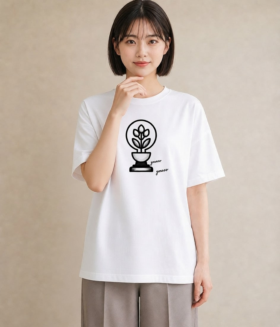 半袖Tシャツ レディース 観葉植物 ボタニカル 植物 イラスト ミニマル レイヤード 友達ギフト 白T