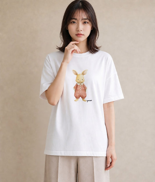 プリントTシャツ レディース うさちゃん ペット 動物 イラスト 可愛い ホワイトデー 春服 白T