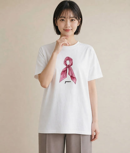 デザインTシャツ レディース レースハンカチ レース ハンカチ ナチュラル アンティーク イラスト 可愛い 綿100 デート 白T