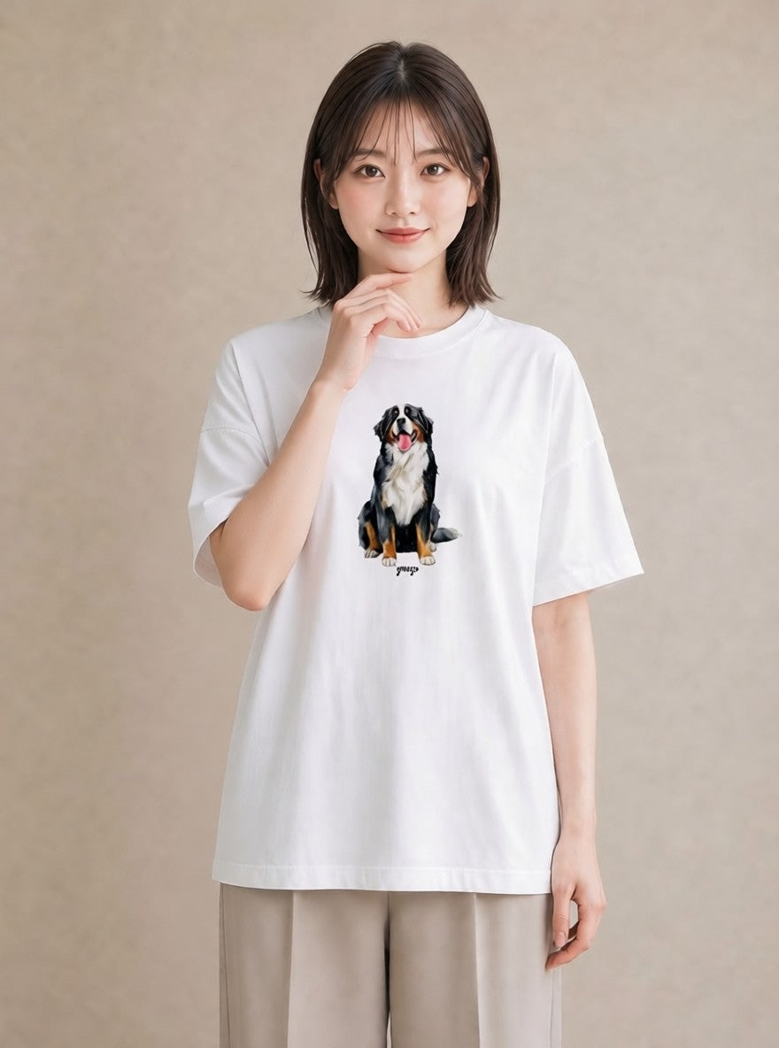デザインTシャツ レディース バーニーズマウンテンドッグ 犬 いぬ イラスト 可愛い 姉妹 送別ギフト 白T