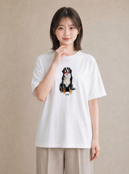 デザインTシャツ レディース バーニーズマウンテンドッグ 犬 いぬ イラスト 可愛い 姉妹 送別ギフト 白T