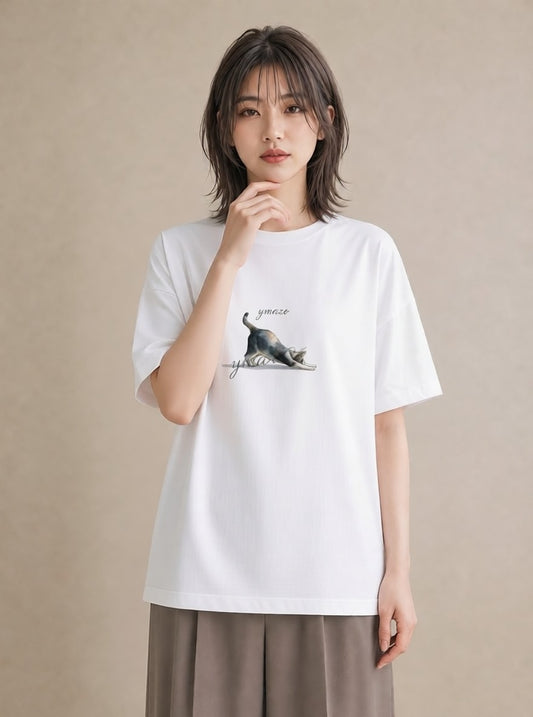 グラフィックTシャツ レディース スコティッシュフォールド 猫 ねこ イラスト 旅行コーデ 親子 20代 白T