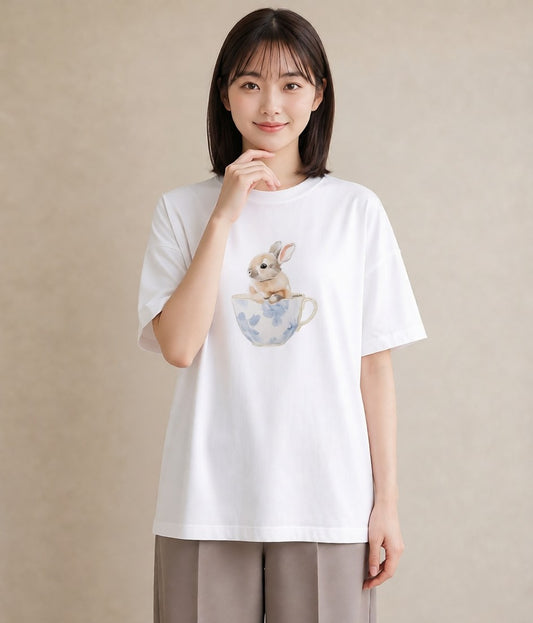 半袖Tシャツ レディース デグー ペット 動物 イラスト カフェコーデ ルームウェア ギフト 白T